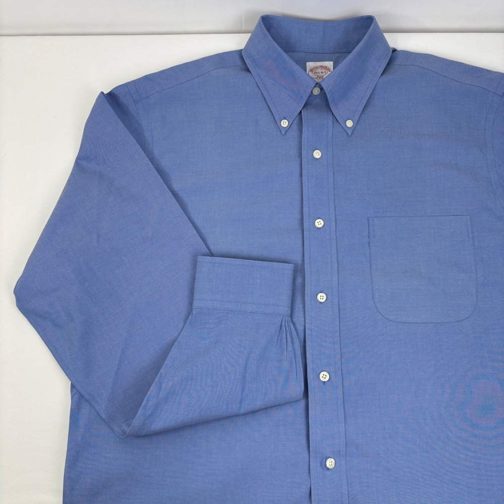 Brooks Brothers 346 Mens Blue Non-Iron Cotton Button Down Dress Shirt 15.5 34/35
